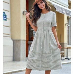 Taupe button down midi dress